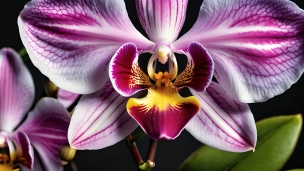 紫・黄色の蘭の花 / クローズアップのフリー素材・写真・画像