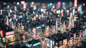 夜の都会のイメージ / CG / ネオンのフリー素材・写真・画像