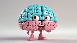 ピンク・水色のブレインマン / 脳みそ / IQ / 知能のフリー素材・写真・画像