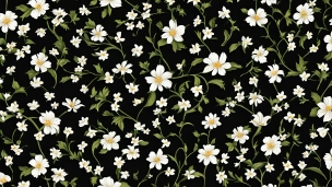 可愛い白い花のイラスト / 黒の背景のフリー素材・写真・画像