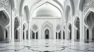 真っ白なモスク / 綺麗のフリー素材・写真・画像