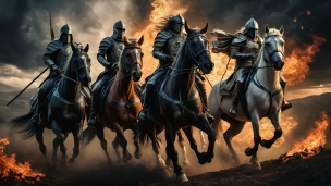 馬に乗った4人の騎士のフリー素材・写真・画像