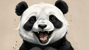 笑うパンダのイラストのフリー素材・写真・画像