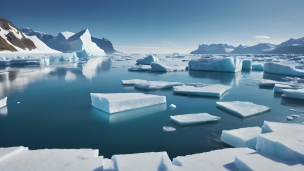 氷河と静かな海のフリー素材・写真・画像