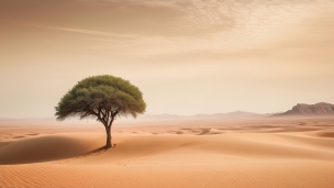 枯れた砂漠にある一本の木 / 乾燥地帯のフリー素材・写真・画像