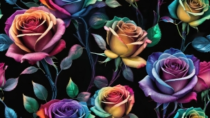 虹色の薔薇 / レインボーローズ / 綺麗のフリー素材・写真・画像