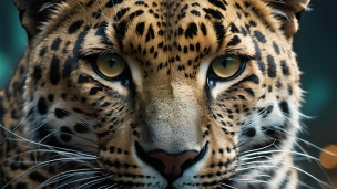 かっこいい豹の顔のクローズアップのフリー素材・写真・画像