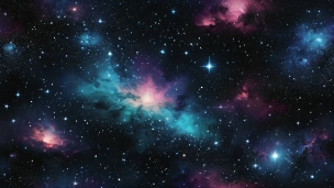 緑・紫の星空 / 銀河 / 綺麗のフリー素材・写真・画像