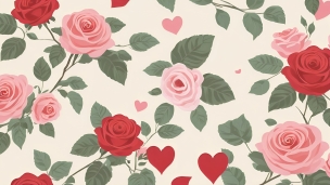ピンクと赤い薔薇のイラスト / パターンのフリー素材・写真・画像