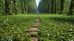 緑豊かな並木道 / 緑の絨毯のフリー素材・写真・画像