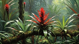 熱帯に咲く大きな赤い花のフリー素材・写真・画像
