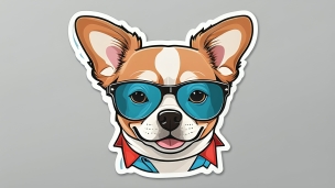 眼鏡をかけた犬 / 青いサングラスのフリー素材・写真・画像