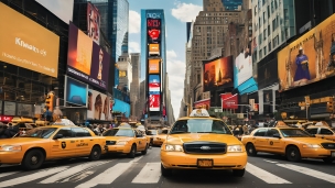 ニューヨーク / 黄色いタクシー / イエローキャブ / CGのフリー素材・写真・画像