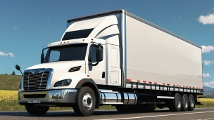 運送用の大きな白いトラックのフリー素材・写真・画像