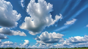 青空と草原 / 綺麗な雲のフリー素材・写真・画像