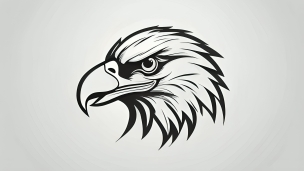 黒いラインで描かれた鷲のイラスト / イーグル / かっこいい / ロゴのフリー素材・写真・画像