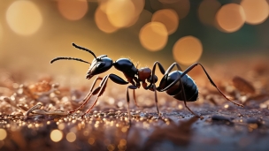赤茶色の蟻 / 乱反射する光のフリー素材・写真・画像