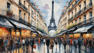 パリ / 街並み / ストリート / エッフェル塔 / ショッピングのフリー素材・写真・画像