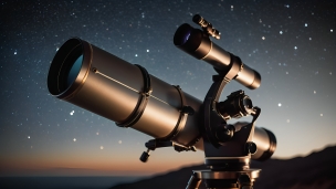 星空と天体望遠鏡のフリー素材・写真・画像
