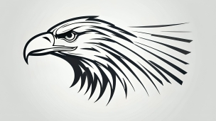 黒い線で描かれたかっこいい鷲のロゴ / 横向きのフリー素材・写真・画像