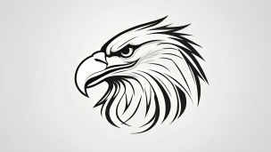 黒の線で描かれたかっこいい鷲のロゴ・アイコンのフリー素材・写真・画像