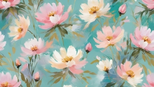 ピンク・白の花のパターン / イラスト / 可愛いのフリー素材・写真・画像