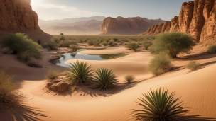 砂漠の中にあるオアシス / 乾燥帯のフリー素材・写真・画像