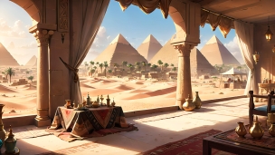 ピラミッドのある風景 / エジプトのフリー素材・写真・画像