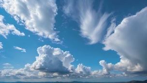 夏の青空 / 風に流れる雲のフリー素材・写真・画像