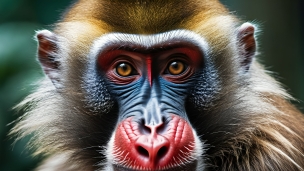 カラフルな顔の猿 / マンドリルのフリー素材・写真・画像