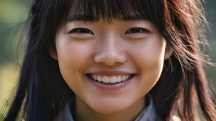 笑顔の女の子 / 真正面 / 日本人のフリー素材・写真・画像
