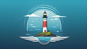 海と島にある灯台のイラスト / アイコンのフリー素材・写真・画像